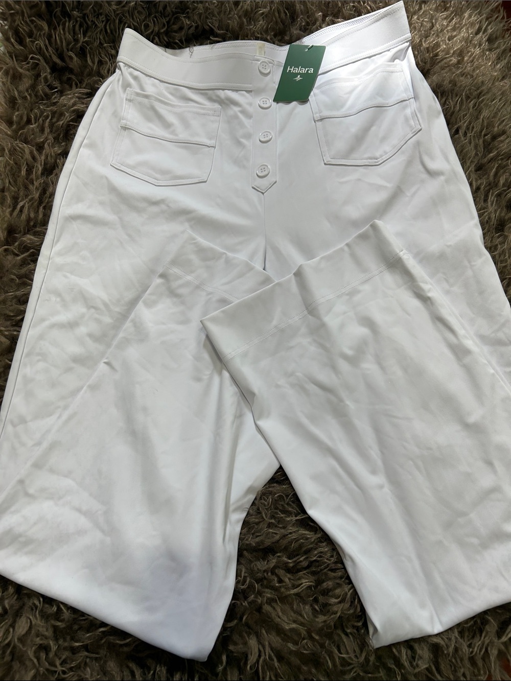 HALARA White Button-Front Hybrid Pants